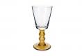 Wine glass, clear-amber, stem cut and engraving