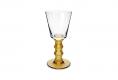 Wine glass clear-amber, stem cut and engraving