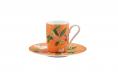 Coffee cup and saucer. Orange